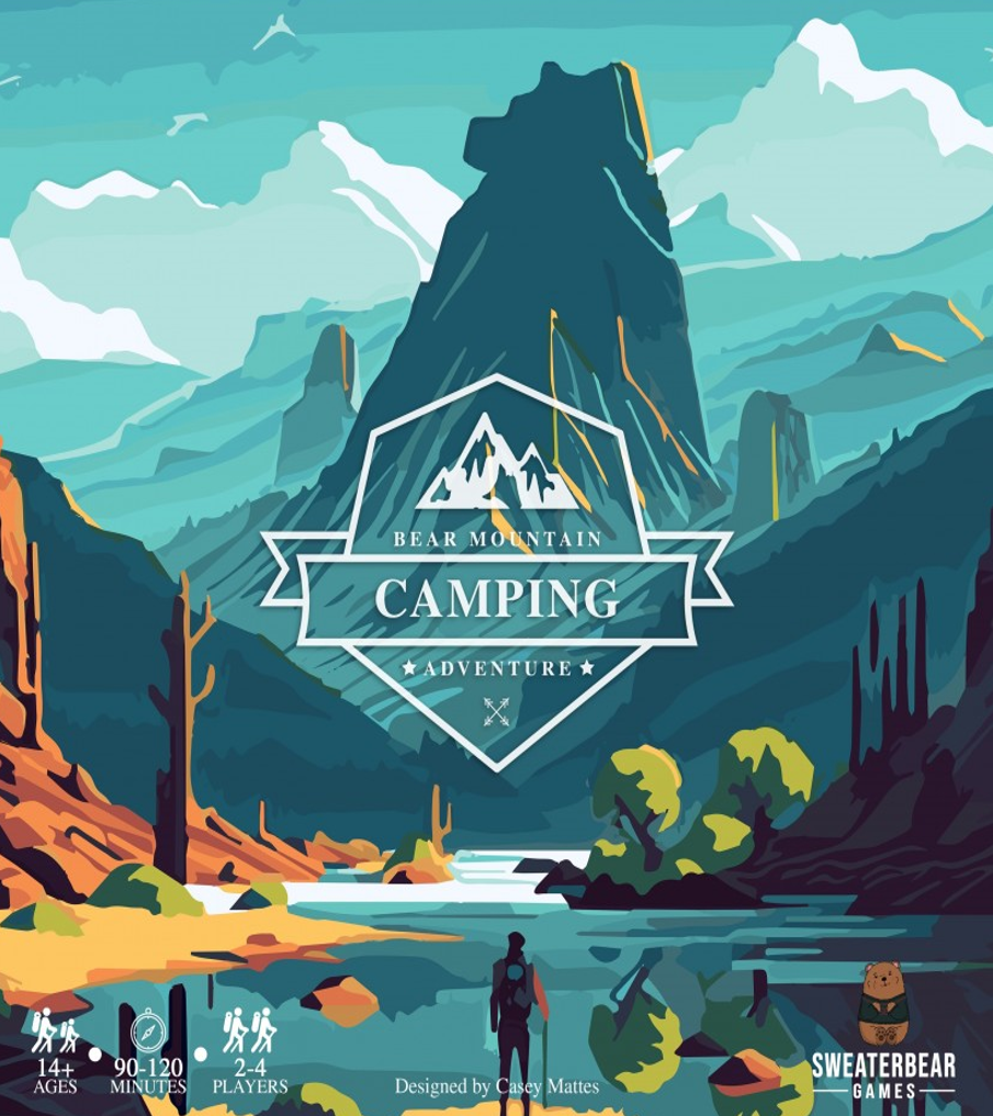 Bear Mounting Camping Adventure Board Game Logo