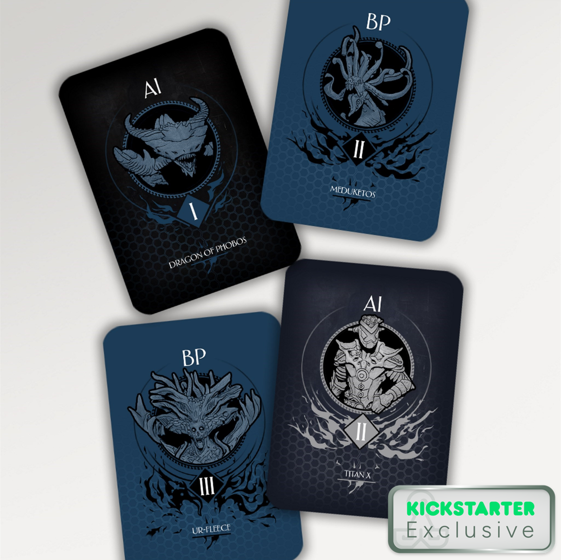 Kickstarter Exclusive Aeon Trespass Odyssey Board Game, Monster Attack Cards Blue