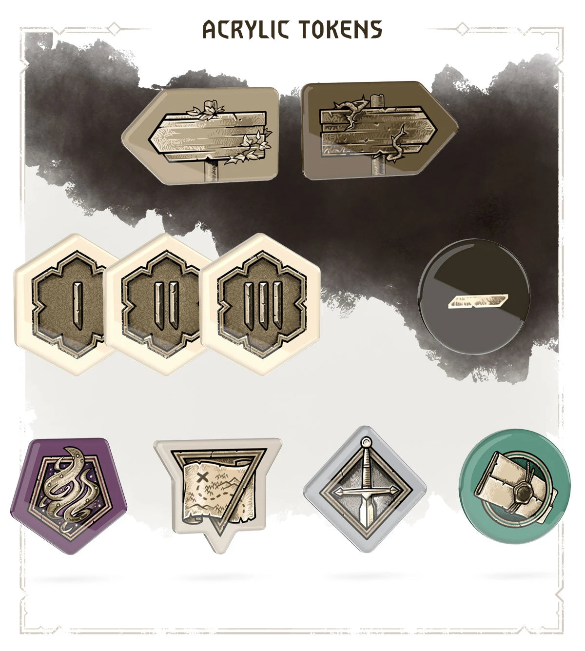 Gamefound Exclusive The Witcher: Path of Destiny Board Game Acrylic Tokens Details