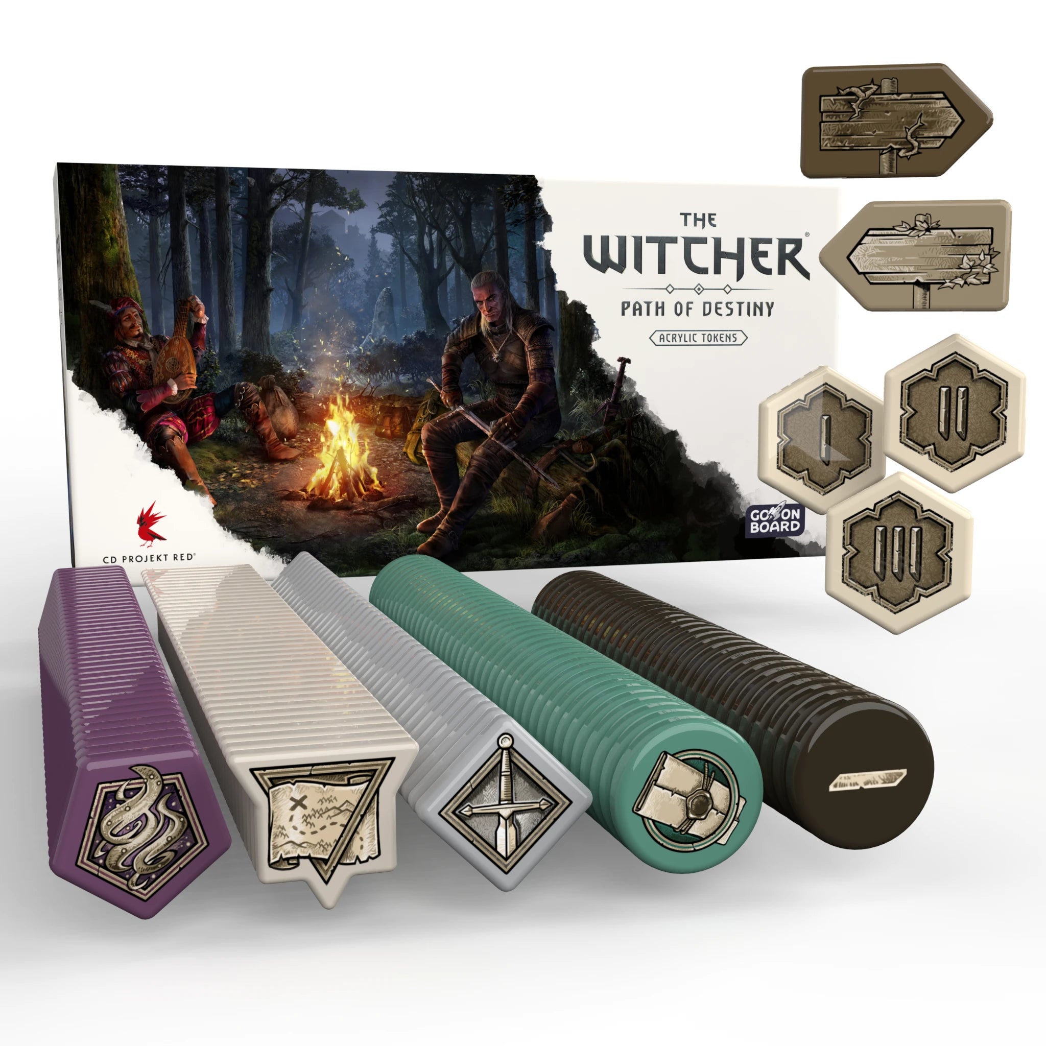 Gamefound Exclusive The Witcher: Path of Destiny Board Game Acrylic Tokens Contents