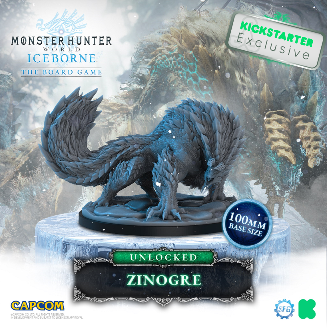 Kickstarter Exclusive Monster Hunter World Iceborne: The Board Game Moonlit Howl Expansion, Zinogre Miniature