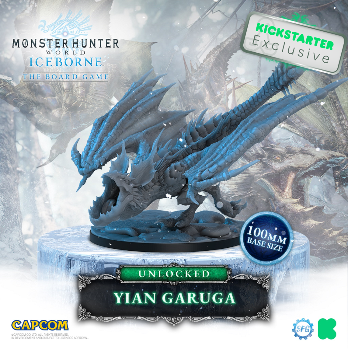 Kickstarter Exclusive Monster Hunter World Iceborne: The Board Game Moonlit Howl Expansion, Yian Garuga Miniature