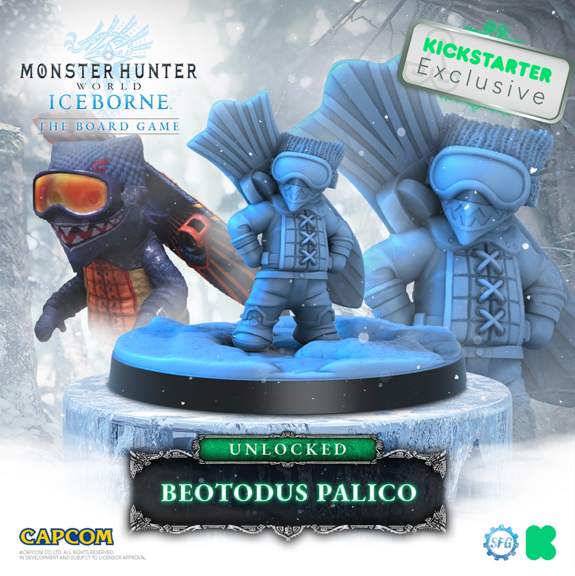 Kickstarter Exclusive Monster Hunter World Iceborne: The Board Game Palico and Poogie Expansion, Beotodus Palico Miniature