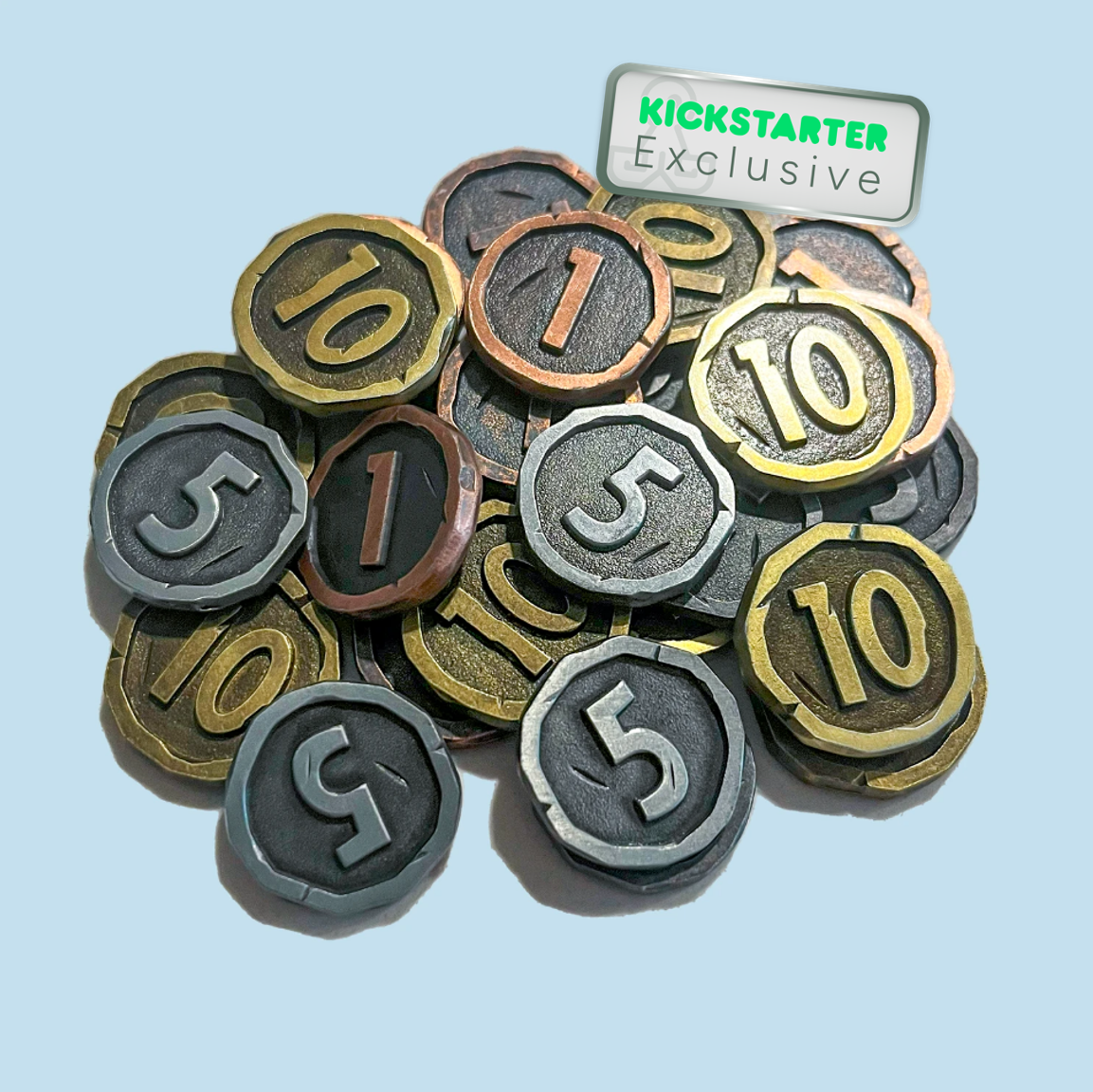 Kickstarter Exclusive Townsfolk Tussle Board Game Metal Coins