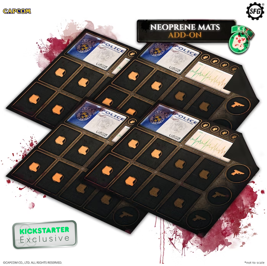 Kickstarter Exclusive Resident Evil: The Board Game Neoprene Player Mats Contents