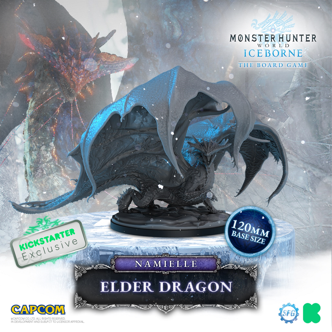 Kickstarter Exclusive Monster Hunter World Iceborne: The Board Game Namielle Elder Dragon Expansion, Namielle Miniature