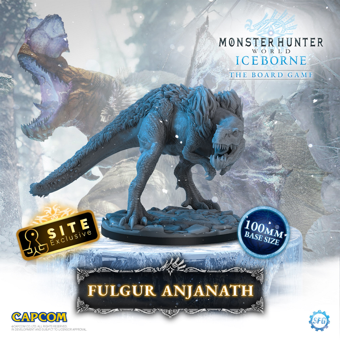 Kickstarter Exclusive Monster Hunter World Iceborne: The Board Game Overpowering Hunger Expansion Fulgur Anjanath Miniature