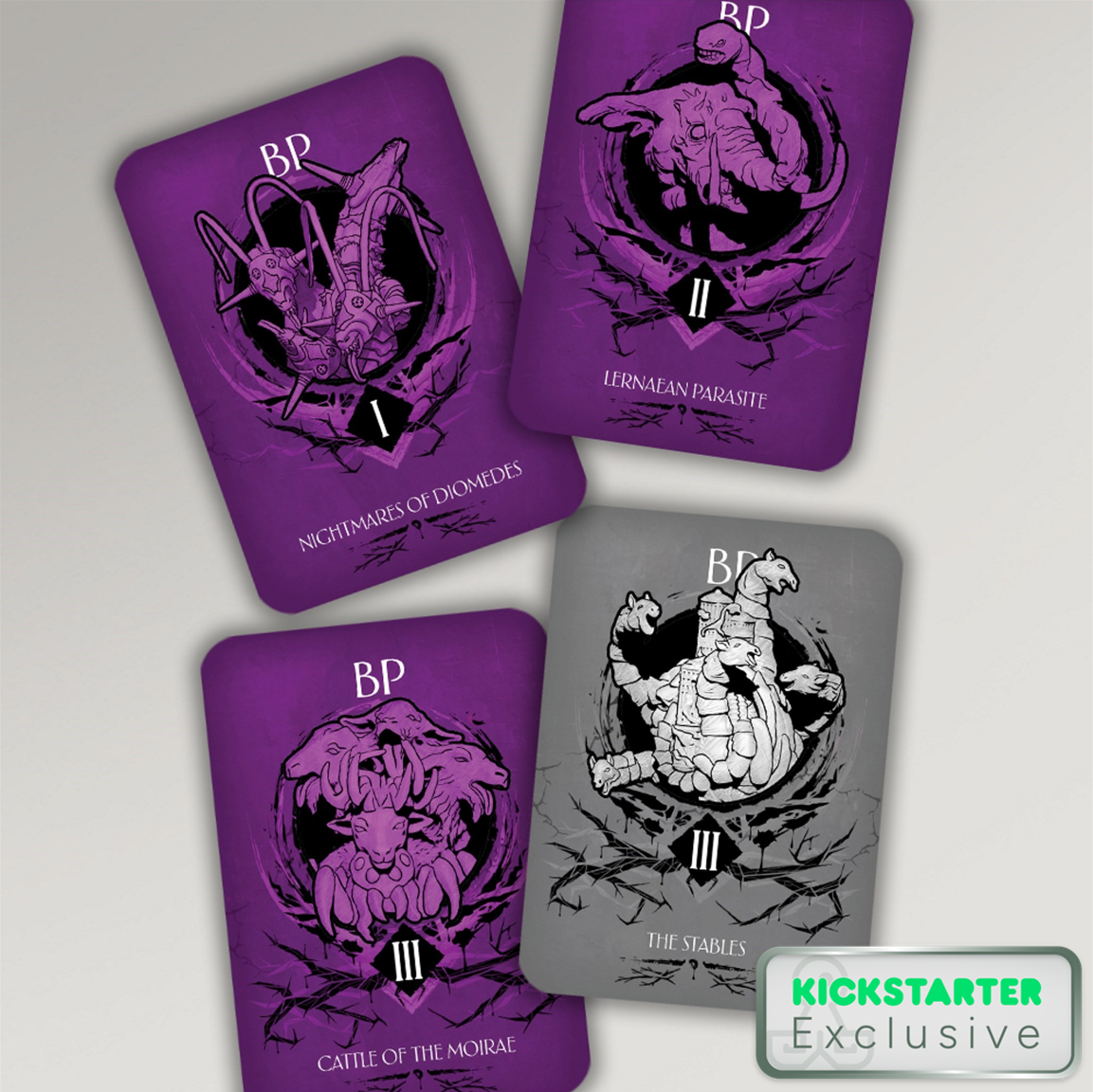 Kickstarter Exclusive Aeon Trespass Odyssey Board Game, Monster Attack Cards Purple