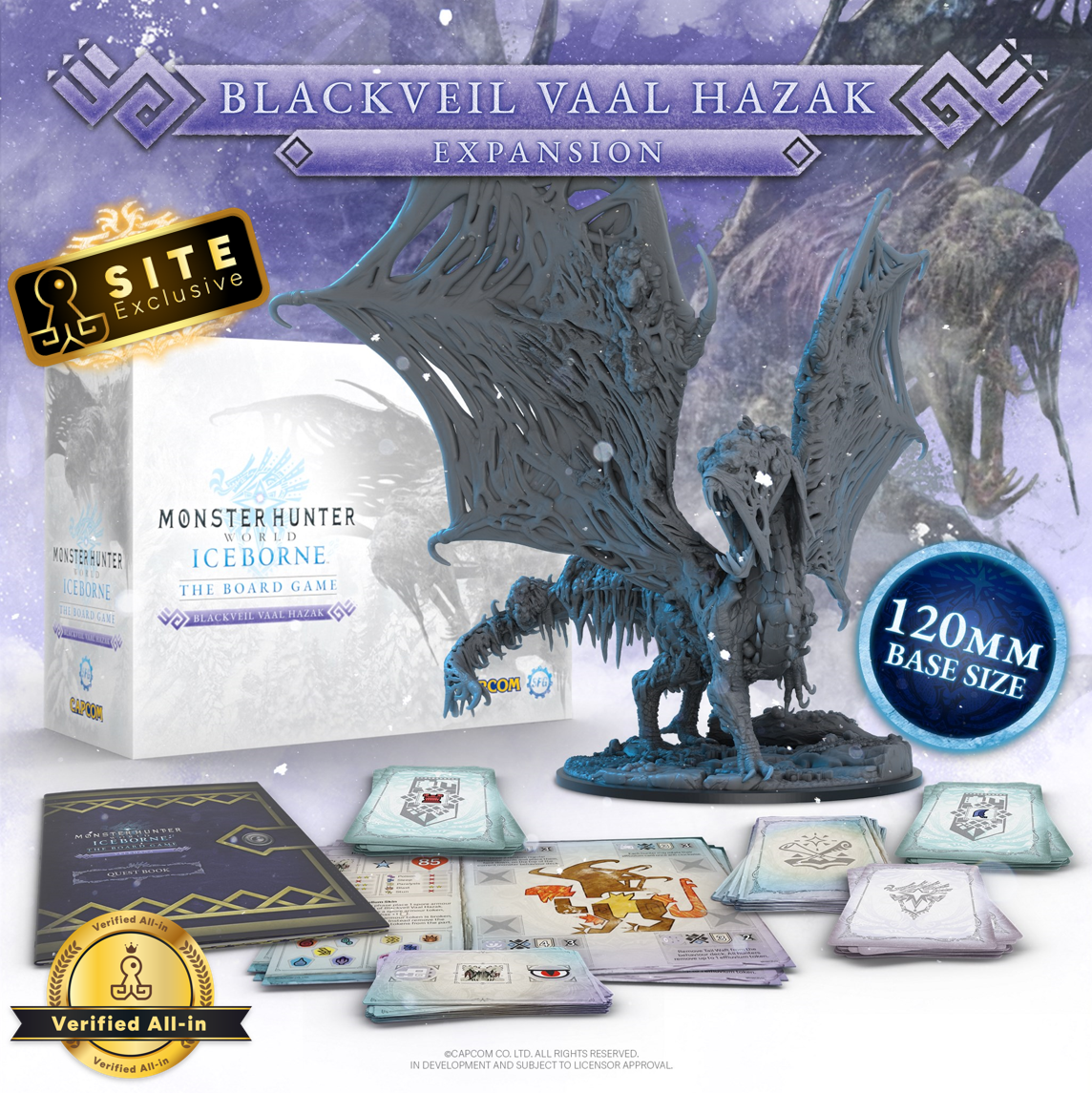 Kickstarter Exclusive Monster Hunter World Iceborne: The Board Game Blackveil Vaal Hazak Expansion