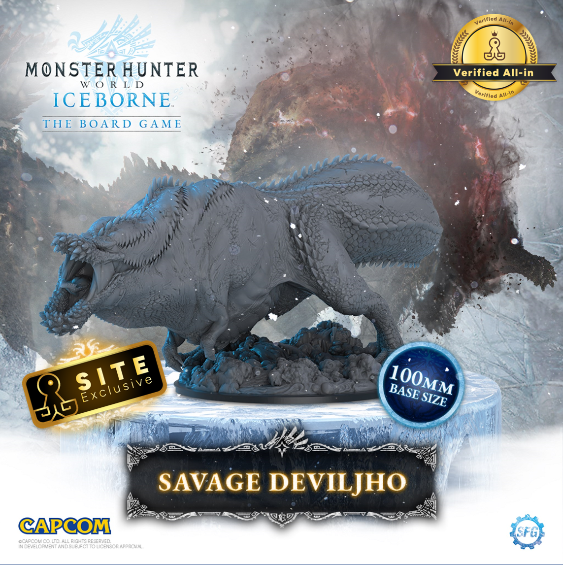 Kickstarter Exclusive Monster Hunter World Iceborne: The Board Game Overpowering Hunger Expansion Savage Deviljho Miniature