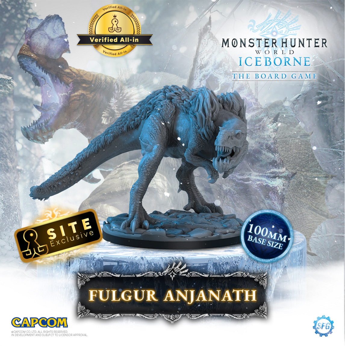 Kickstarter Exclusive Monster Hunter World Iceborne: The Board Game Overpowering Hunger Expansion Fulgur Anjanath Miniature