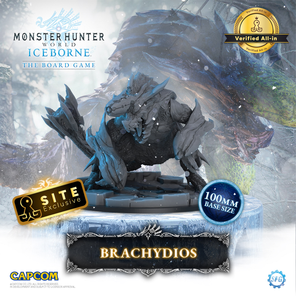 Kickstarter Exclusive Monster Hunter World Iceborne: The Board Game Overpowering Hunger Expansion Brachydios Miniature