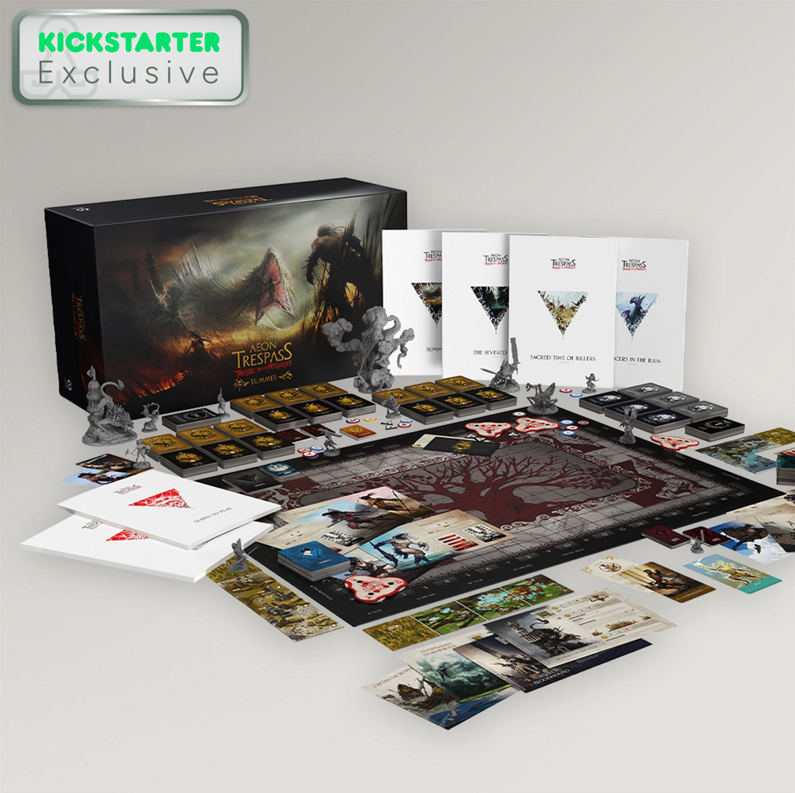 Kickstarter Exclusive Aeon Trespass Twelve Sins of Herakles Board Game, Summer Box and Contents