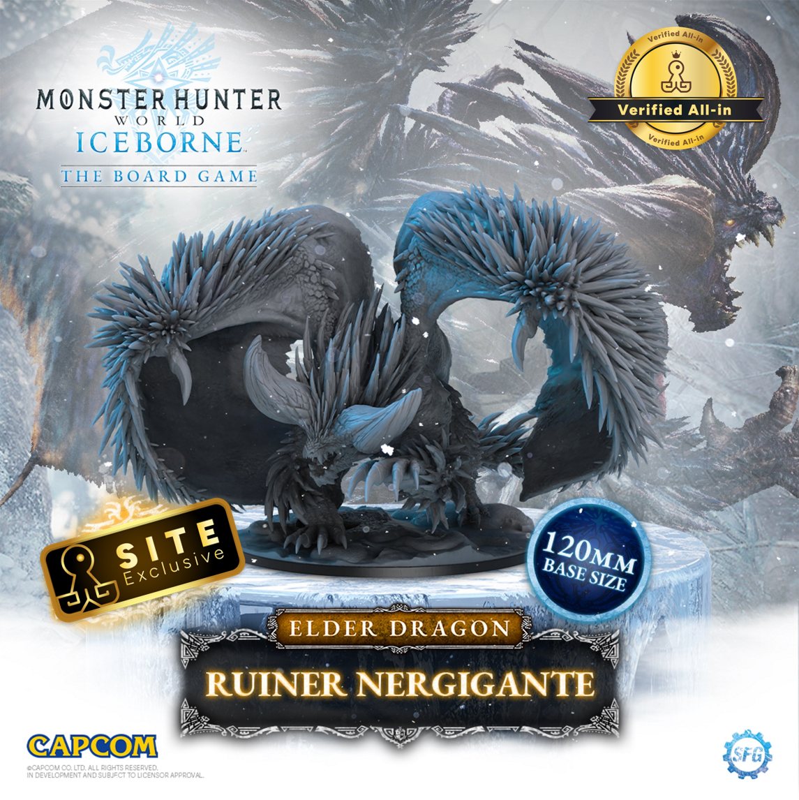 Kickstarter Exclusive Monster Hunter World Iceborne: The Board Game Ruiner Nergigante Expansion Miniature