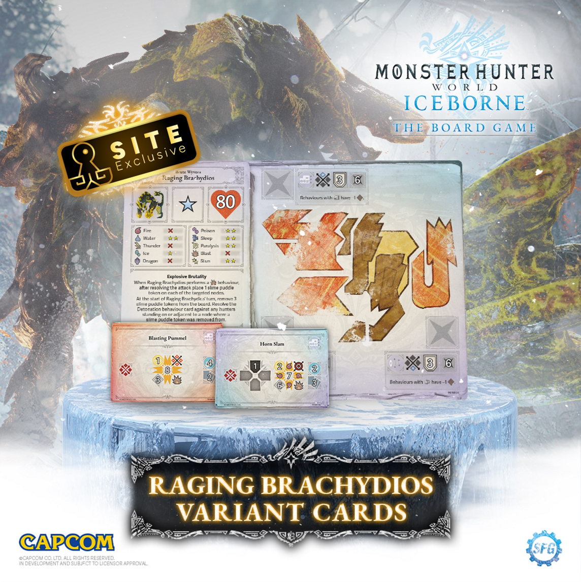 Kickstarter Exclusive Monster Hunter World Iceborne: The Board Game Overpowering Hunger Expansion Raging Brachydios Variant Cards