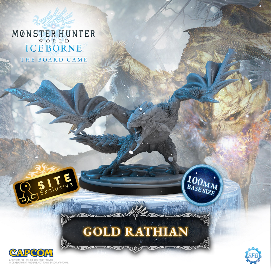 Kickstarter Exclusive Monster Hunter World Iceborne: The Board Game Overpowering Hunger Expansion Gold Rathian Miniature